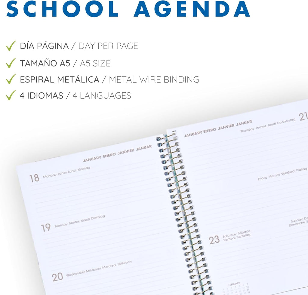 Q Kalon - Agenda Escolar 2026 2027 - Septm), 4 Idiomas: ESP, ING, FRA Y ALE