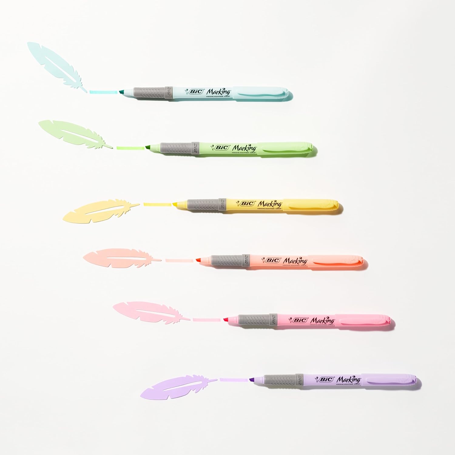 BIC Highlighter Grip Pastel Marcadores De Punta Biselada 6UI