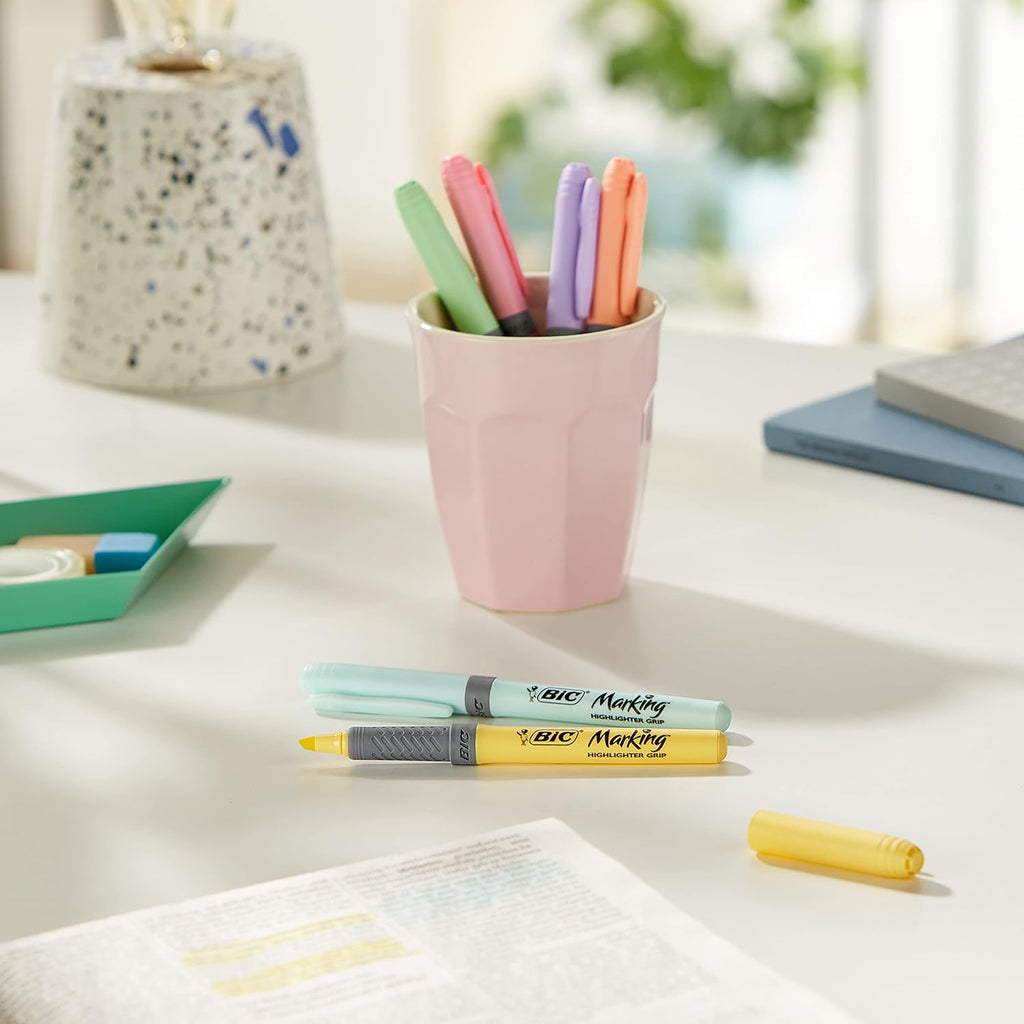 BIC Highlighter Grip Pastel Marcadores De Punta Biselada 6UI