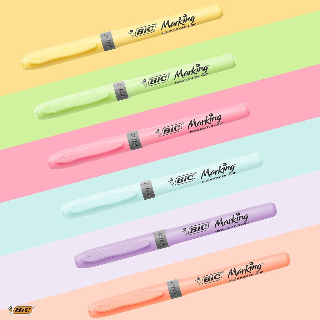 BIC Highlighter Grip Pastel Marcadores De Punta Biselada 6UI