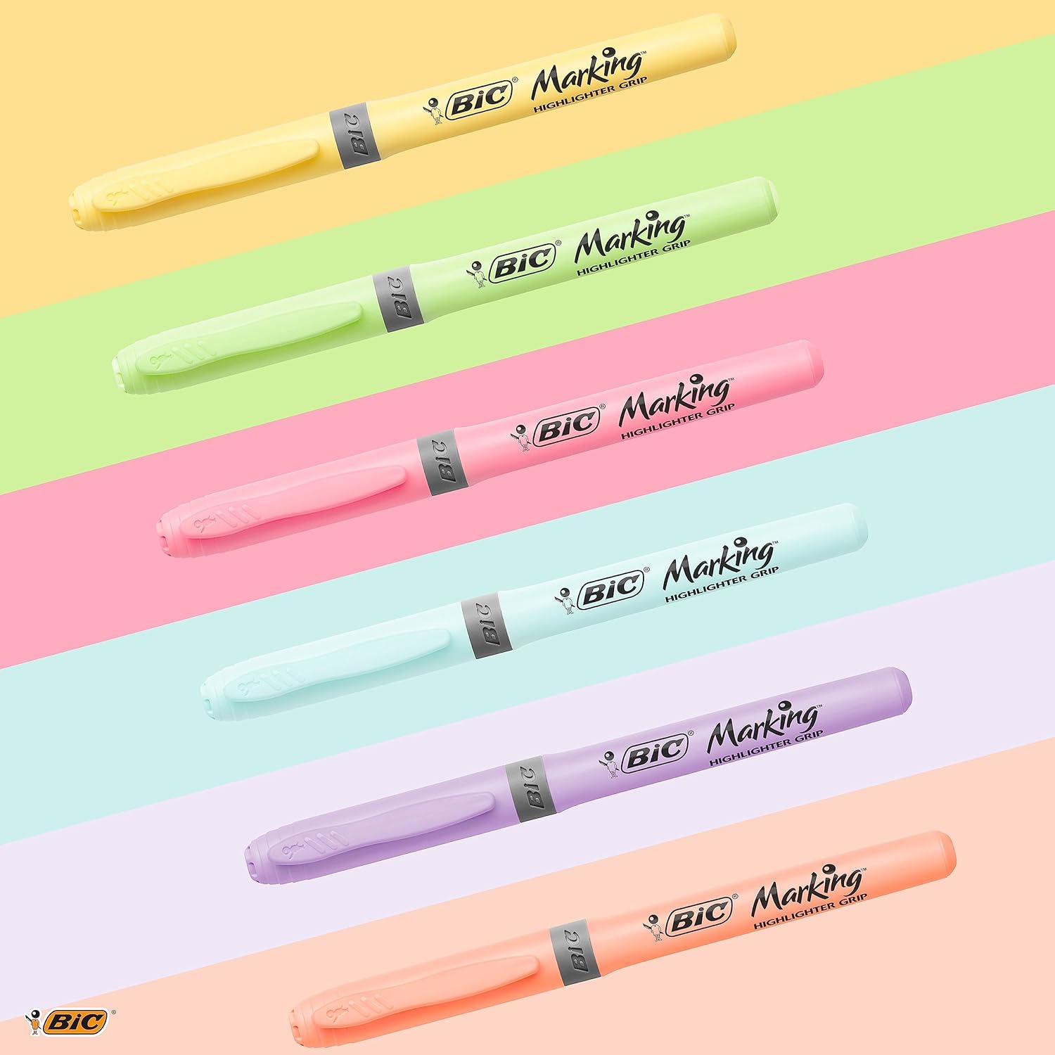 BIC Highlighter Grip Pastel Marcadores De Punta Biselada 6UI