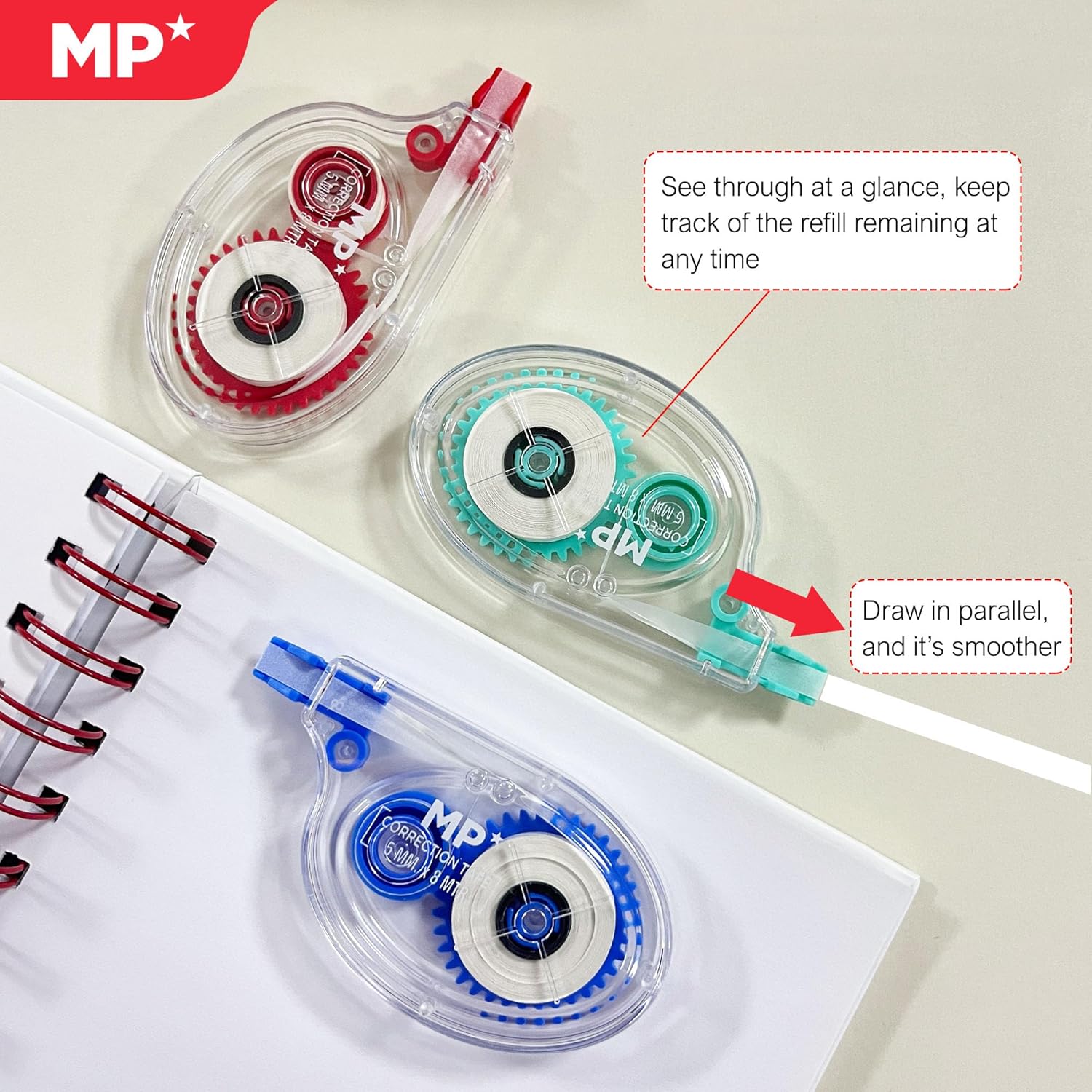 MP Tipex Cinta Correctora 8M*5Mm Blister De 3 Unidades