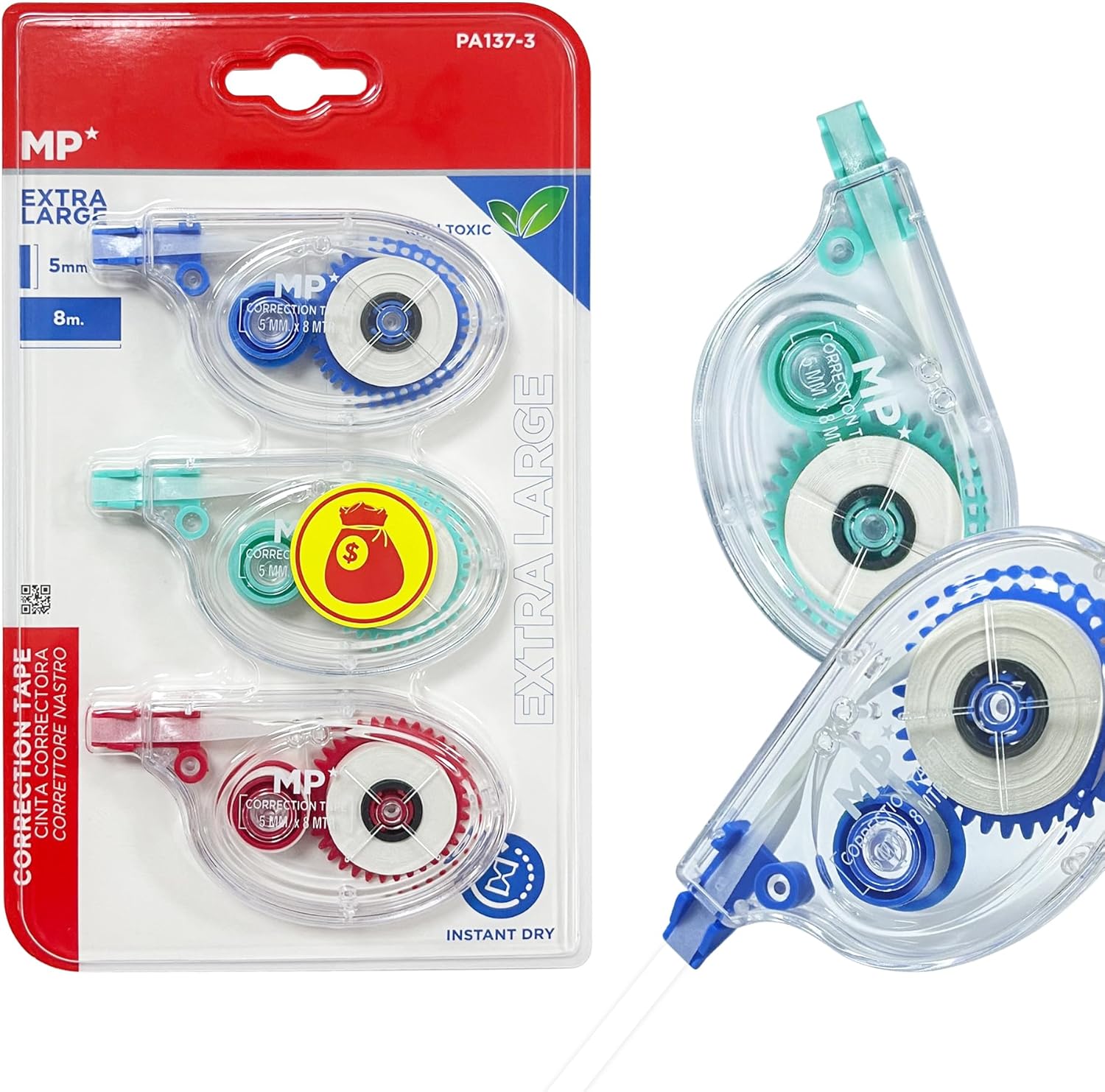 MP Tipex Cinta Correctora 8M*5Mm Blister De 3 Unidades