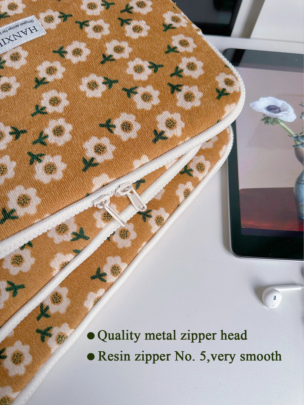 💻 Funda Retro de Pana con Flores para Portátil y Tablet 💻