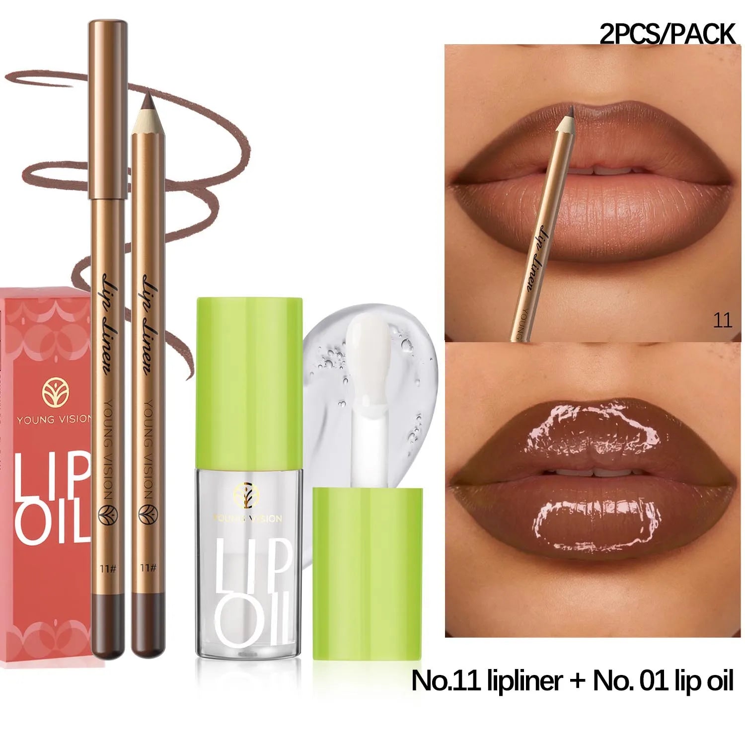 12 Color Lip Liner + LIPSTICK Nude