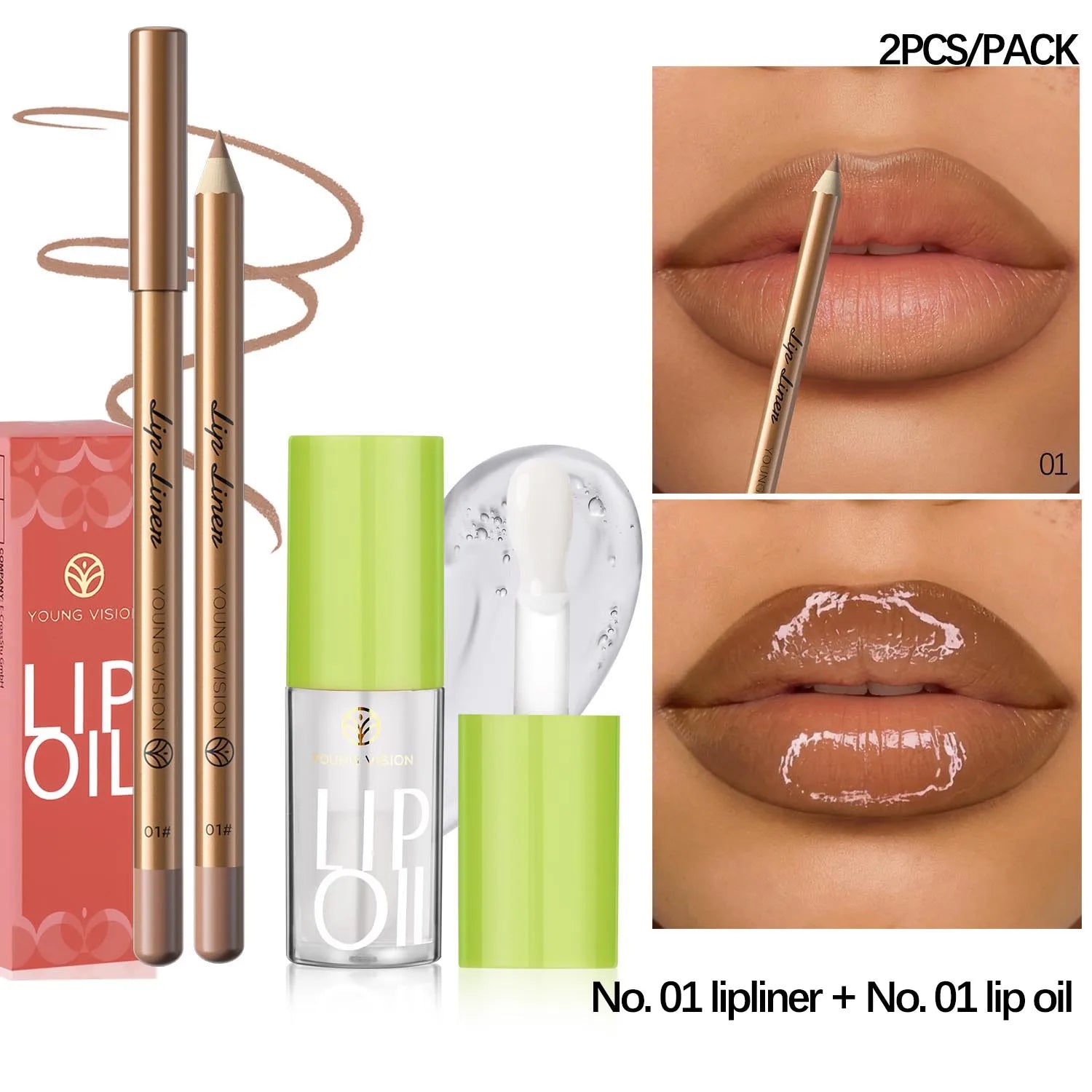12 Color Lip Liner + LIPSTICK Nude