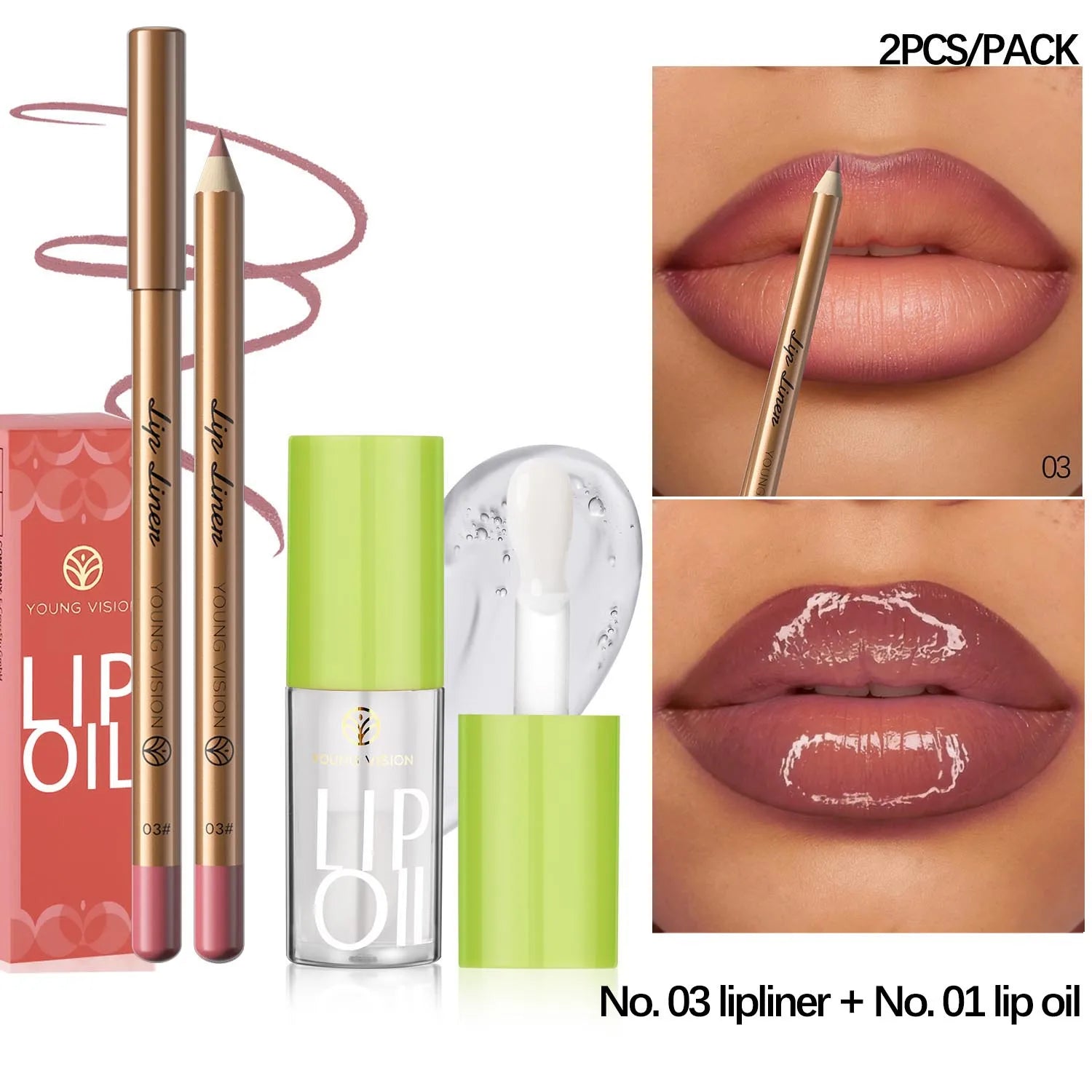 12 Color Lip Liner + LIPSTICK Nude