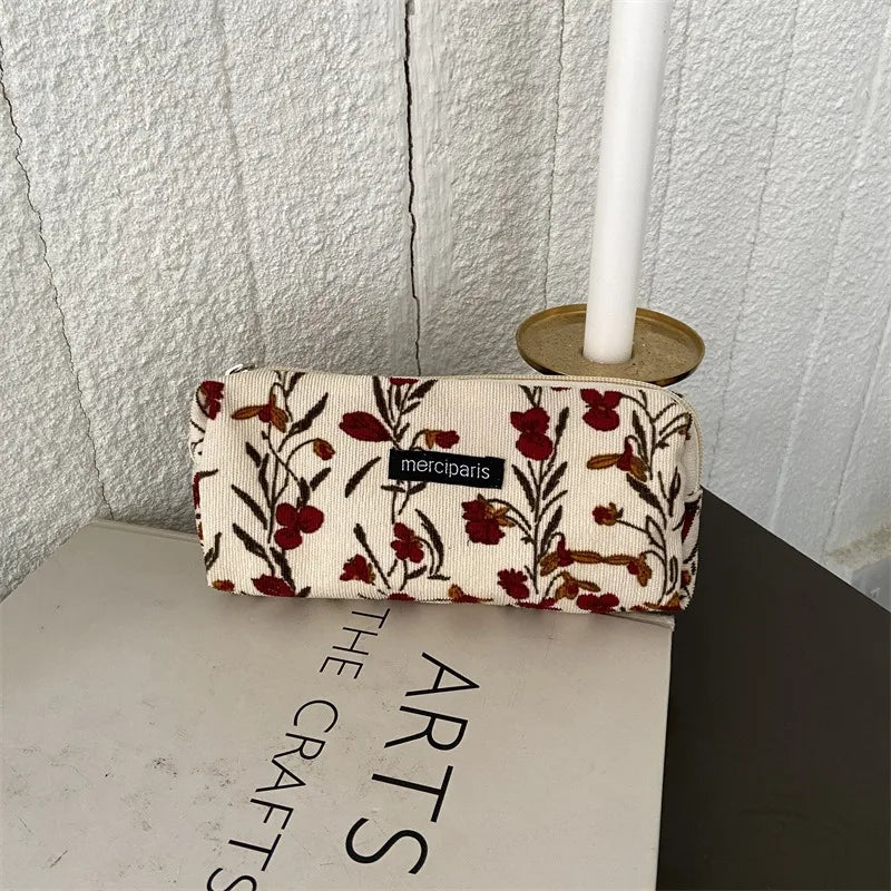 Estuche floral Corduroy Travel Cosmetic Lipstick 