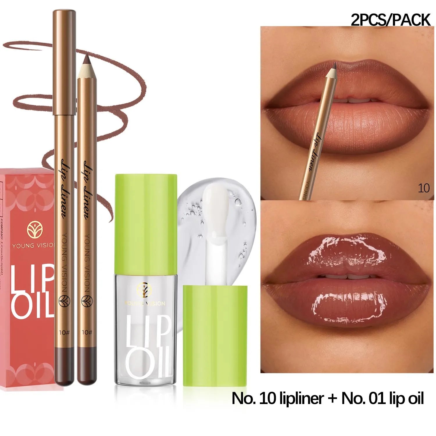 12 Color Lip Liner + LIPSTICK Nude