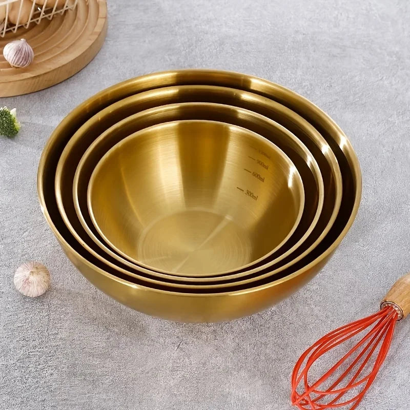 🥣 Set de 3 Bowls de Acero Inoxidable 🥣 Oro/plata