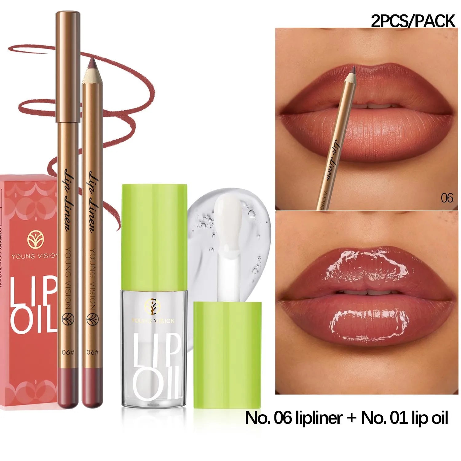12 Color Lip Liner + LIPSTICK Nude
