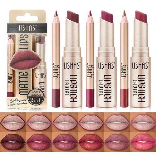 12 Color Lip Liner + LIPSTICK Nude