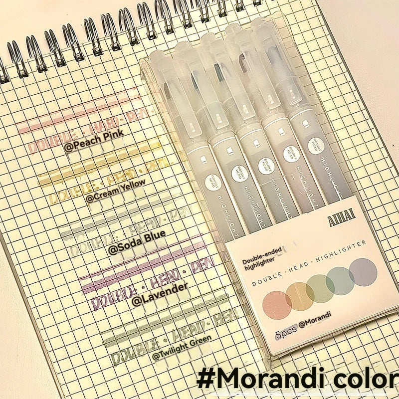 ✨ Set de 5 Subrayadores Pastel con Punta de Ventana Doble ✨