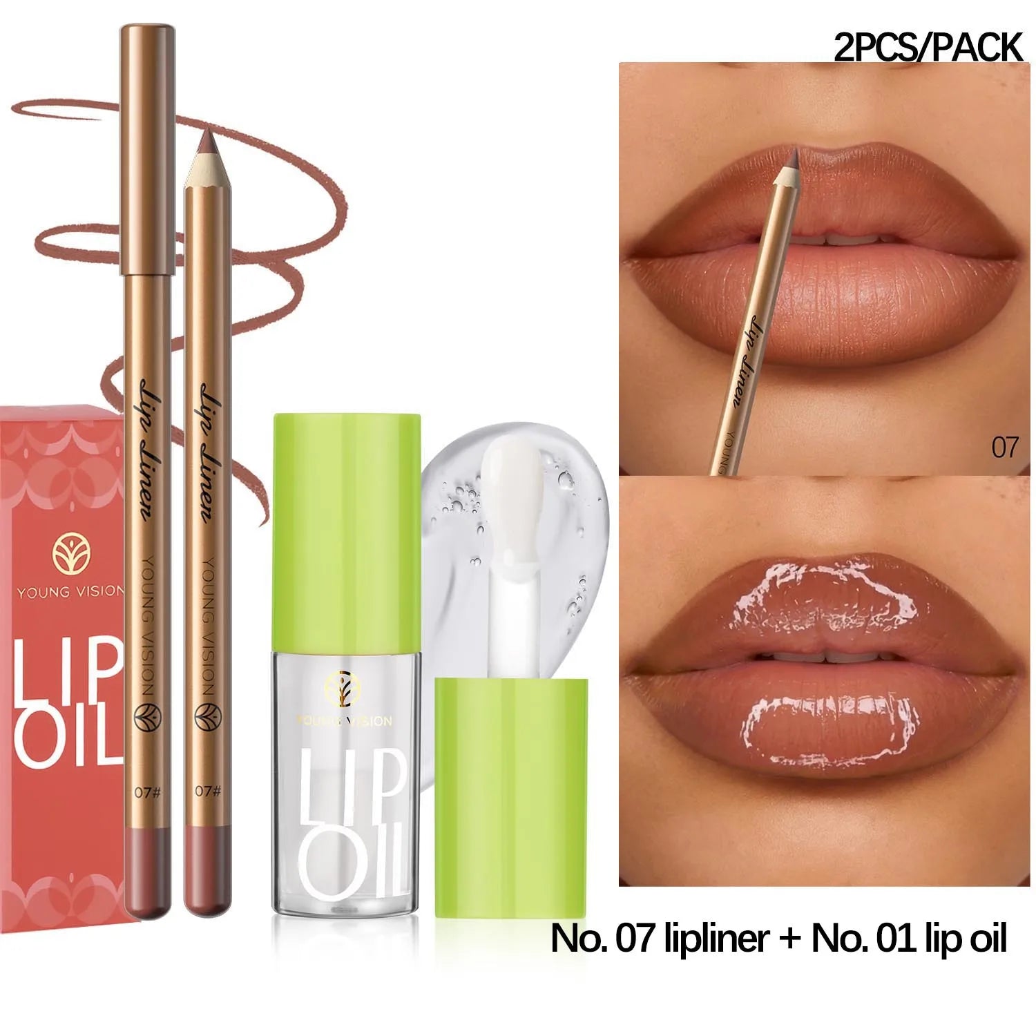 12 Color Lip Liner + LIPSTICK Nude
