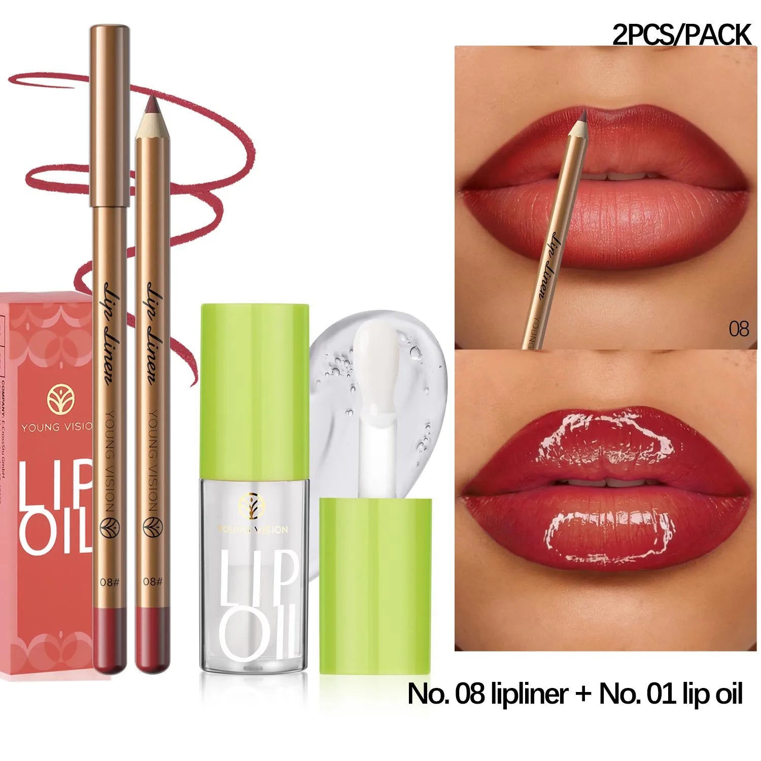 12 Color Lip Liner + LIPSTICK Nude