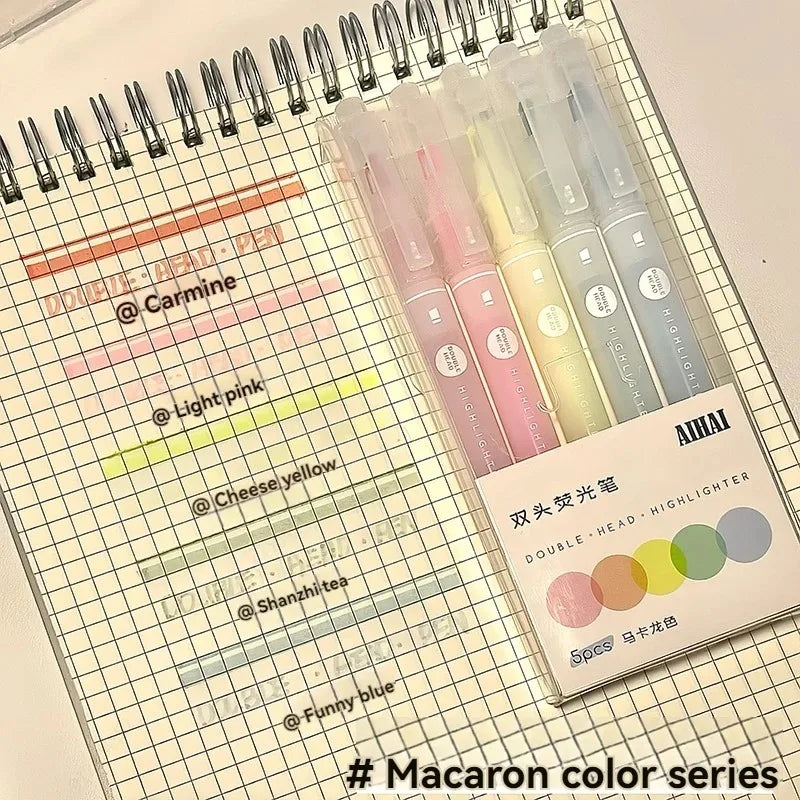 ✨ Set de 5 Subrayadores Pastel con Punta de Ventana Doble ✨