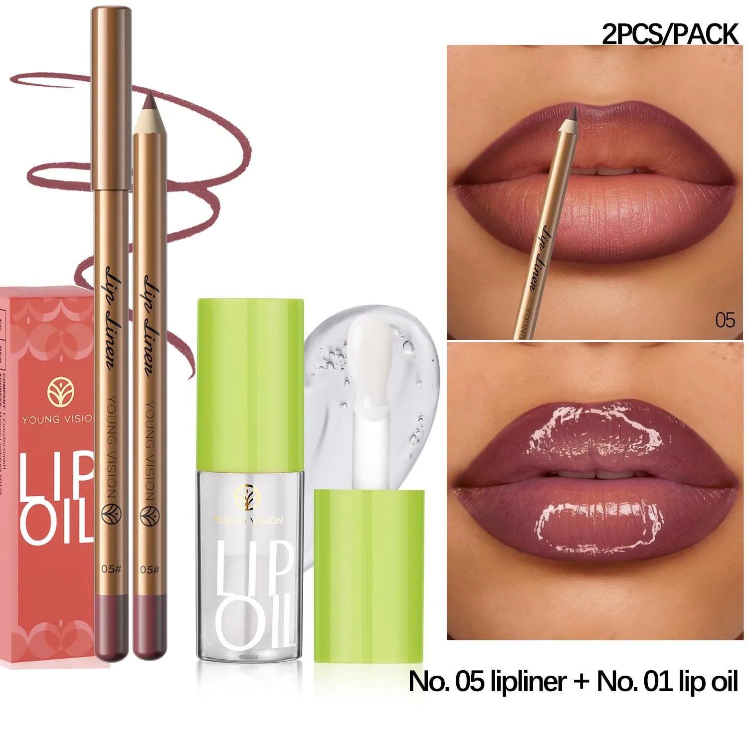 12 Color Lip Liner + LIPSTICK Nude