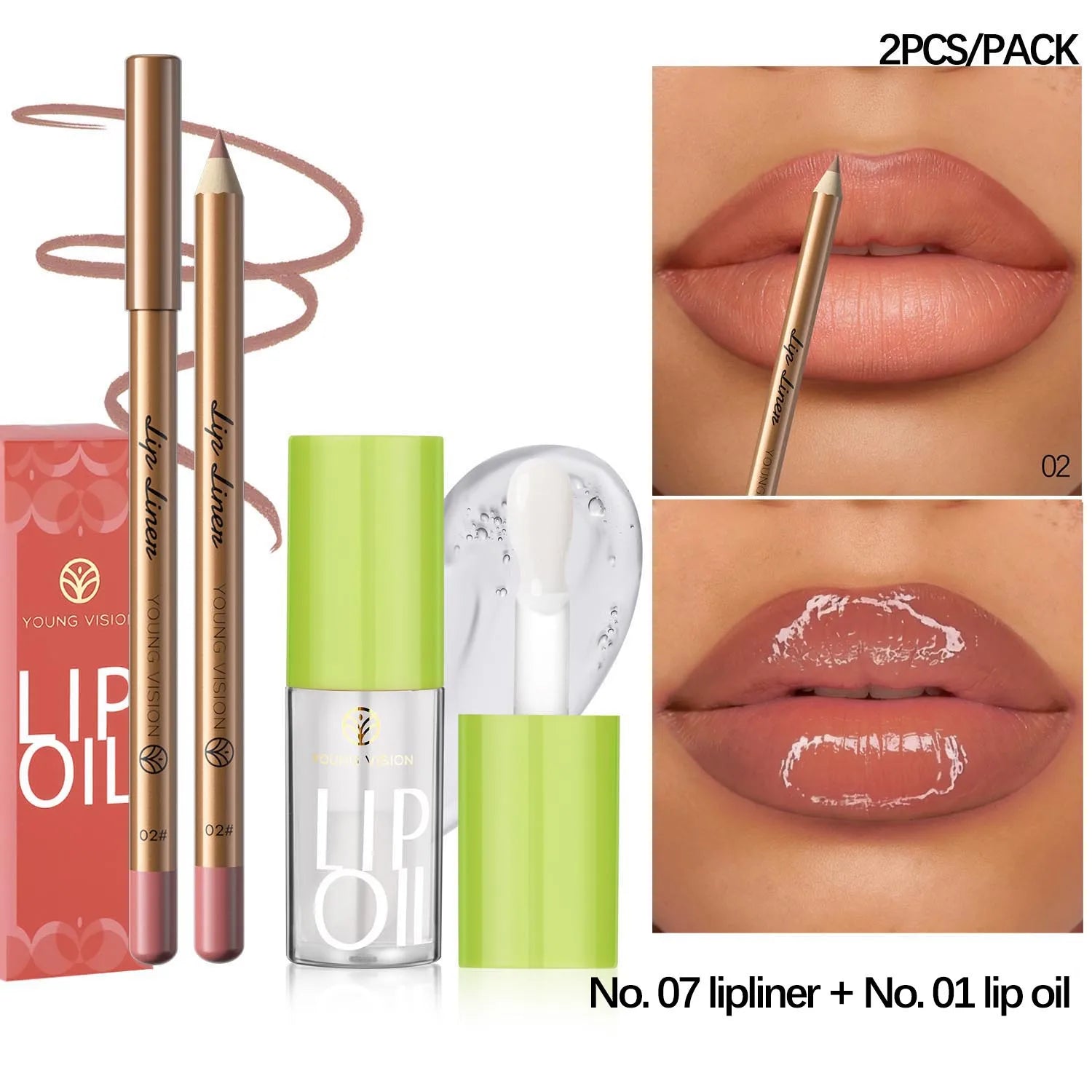 12 Color Lip Liner + LIPSTICK Nude