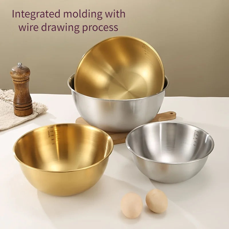🥣 Set de 3 Bowls de Acero Inoxidable 🥣 Oro/plata