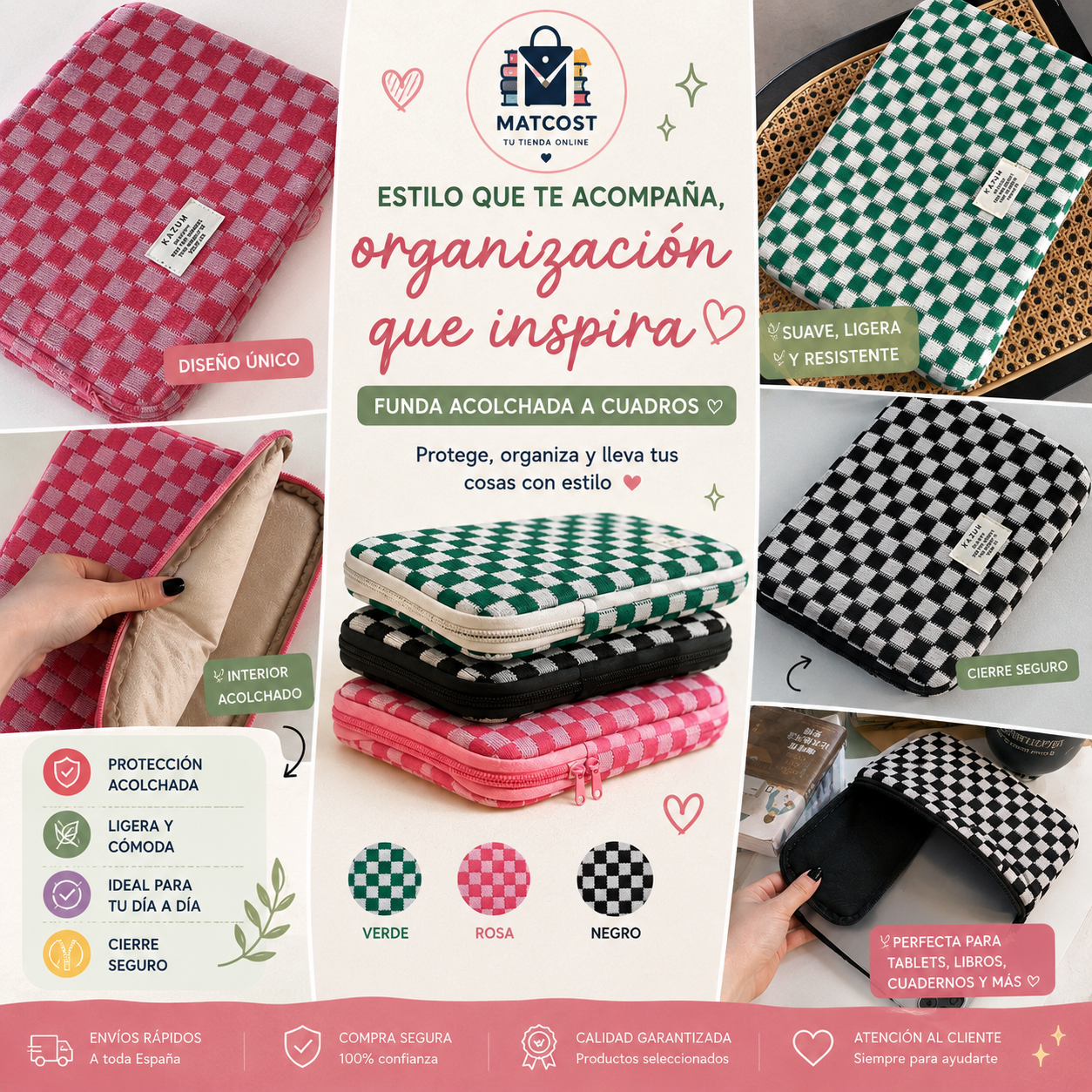 Funda Retro de Punto Checkerboard para Portátil y Tablet