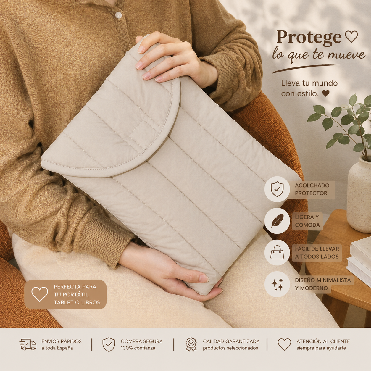 Funda Acolchada para Portátil Bordada | Antigolpes e Impermeable